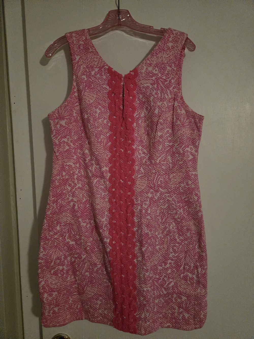 Lilly Pulitzer For Target Pink & White Floral Mini Dress with Coral Crochet Trim